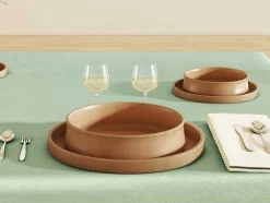 OZAIA Textiel Voor Eettafel-Tafellaken Van Katoen Met Beige Rand - 140 X 240 Cm - Groen - Loania