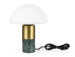 OZAIA Lamp-Tafellamp Champignon Van Marmer, Metaal En Glas - D30 X H35 Cm - Wit En Goudkleurig - Langford