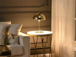 OZAIA Lamp-Tafellamp Met Champignonvorm En Vintage-Look Met Messingeffect - D 20 Cm X H 30 Cm - Goudkleurig - Ontario