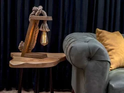 OZAIA Lamp-Tafellamp Van Grenen Karatas - Handgemaakt - H35 Cm