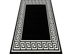 RugsX Groot Tapijt-Tapijt Bcf Morad Grek Grieks - Zwart 140X200 Cm