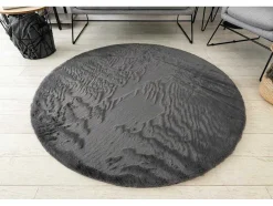 RugsX Tapijt Rond-Tapijt Bunny Rond Anthracytkleuring Imitatie Konijnenvacht Cercle 140 Cm