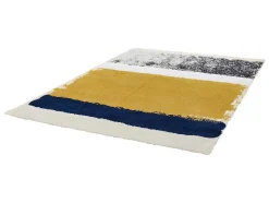 OZAIA Klein Tapijt-Tapijt Camden - Polyester - 120 X 170 Cm - Mosterdkleur, Marineblauw, Grijs
