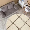 RugsX Tapijt Rond-Tapijt Fluffy 2373 Cirkel Shaggy Latwerk Room / Beige Cercle 160 Cm