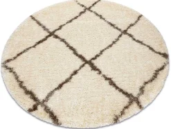 RugsX Tapijt Rond-Tapijt Fluffy 2373 Cirkel Shaggy Latwerk Room / Beige Cercle 160 Cm