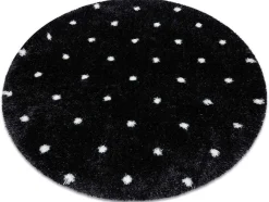 RugsX Tapijt Rond-Tapijt Fluffy 2370 Cirkel, Shaggy Stippen Antraciet / Wit Cercle 160 Cm