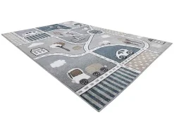 RugsX Kindervloerkleed-Tapijt Fun Strade Voor Kinderen, Straat, Stad Van Grijs 200X290 Cm