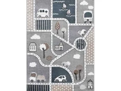 RugsX Kindervloerkleed-Tapijt Fun Strade Voor Kinderen, Straat, Stad Van Grijs 180X270 Cm