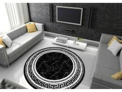 RugsX Tapijt Rond-Tapijt Gloss Wiel Modern 2813 87 Stijlvol, Frame, Grieks Zwart Cercle 150 Cm