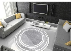 RugsX Tapijt Rond-Tapijt Gloss Wiel Modern 2813 27 Stijlvol, Frame, Grieks Grijs Cercle 200 Cm