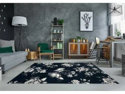 RugsX Groot Tapijt-Tapijt Gnab 60642734 Bloemen , Rozekleuringe Blauw / Wit 140X200 Cm