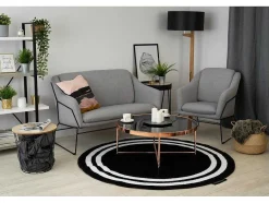 RugsX Tapijt Rond-Tapijt Hampton Kader Rond Zwart Cercle 140 Cm