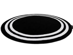 RugsX Tapijt Rond-Tapijt Hampton Kader Rond Zwart Cercle 140 Cm