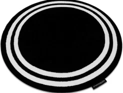 RugsX Tapijt Rond-Tapijt Hampton Kader Rond Zwart Cercle 140 Cm