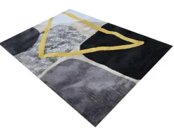 OZAIA Groot Tapijt-Tapijt Moderne Stijl Picadilly - 160X230Cm - Grijs, Zwart En Goud