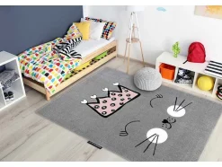RugsX Kindervloerkleed-Tapijt Petit Cat Kat Poes Poesje Kroon Grijskleuring 120X170 Cm