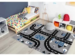 RugsX Kindervloerkleed-Tapijt Petit City Stad Straat Grijskleuring 200X290 Cm