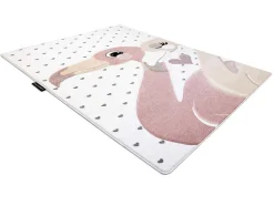 RugsX Kindervloerkleed-Tapijt Petit Flamingos Flamingo'S Hartjes Creme 80X150 Cm
