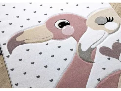 RugsX Kindervloerkleed-Tapijt Petit Flamingos Flamingo'S Hartjes Creme 80X150 Cm