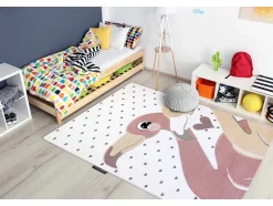 RugsX Kindervloerkleed-Tapijt Petit Flamingos Flamingo'S Hartjes Creme 80X150 Cm