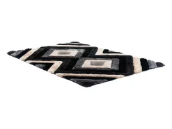 OZAIA Tapijt Hoogpolig-Tapijt Shaggy Met 3D-Effect Sablier - Polyester - 140 X 200 Cm - Grijs Zwart En Wit