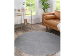 RugsX Tapijt Rond-Tapijt Softy Cirkel Uniform, Enkele Kleur Grijs Cercle 200 Cm