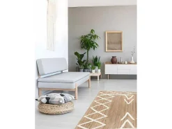 OZAIA Woonkamertapijt-Tapijt Van Handgeweven Jute En Katoen - 160 X 230 Cm - Naturelkleurig En Wit - Garland