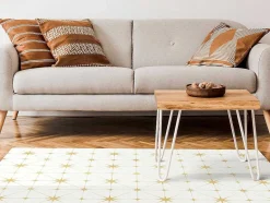 OZAIA Woonkamertapijt-Tapijt Van Vinyl Met Art-Decostijl - 120 X 180 Cm - Wit En Goudkleurig - Caroza