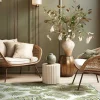 OZAIA Tapijt Van Vinyl-Tapijt Van Vinyl Met Tropisch Motief - 120 X 180 Cm - Groen En Wit - Tropicala