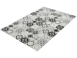 OZAIA Woonkamertapijt-Tapijt Van Vinyl Met Vloertegelmotief Mosai - 120 X 180 Cm - Zwart En Wit
