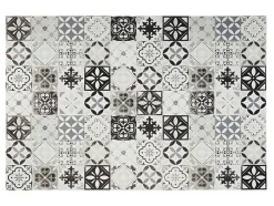 OZAIA Woonkamertapijt-Tapijt Van Vinyl Met Vloertegelmotief Mosai - 120 X 180 Cm - Zwart En Wit
