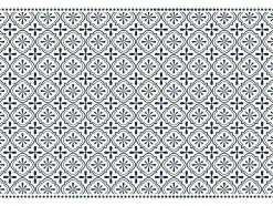 OZAIA Tapijt Van Vinyl-Tapijt Van Vinyl Met Vloertegelmotief Terquise - 120 X 180 Cm - Blauw En Wit