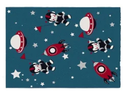 OZAIA Kindervloerkleed-Tapijt Voor Kinderen Met Astronautenmotieven - Glanzende Lurex-Afwerking - 120 X 170 Cm - Meerdere Kleuren - Astrono