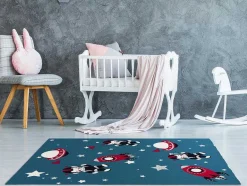 OZAIA Kindervloerkleed-Tapijt Voor Kinderen Met Astronautenmotieven - Glanzende Lurex-Afwerking - 120 X 170 Cm - Meerdere Kleuren - Astrono