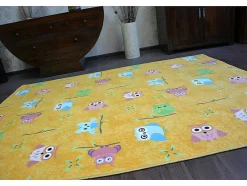 RugsX Kindervloerkleed-Tapijt Voor Kinderen Owls Geel Uilen 200X400 Cm