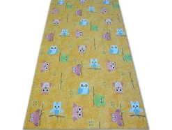 RugsX Kindervloerkleed-Tapijt Voor Kinderen Owls Geel Uilen 200X400 Cm