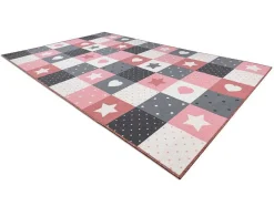 RugsX Kindervloerkleed-Tapijt Voor Kinderen Stars Sterren, Sterretje , Rozekleuring / Grijs 100X300 Cm