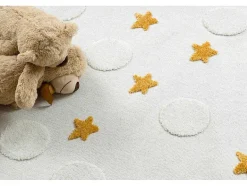 RugsX Kindervloerkleed-Tapijt Yoyo Gd75 Wit / Oranje - Sterren, Cirkels Voor Kinderen, Struct 200X290 Cm