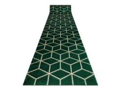 RugsX Gangtapijt-Tapijtloper Emerald Exclusief 1014 Glamour, Stijlvol Kubus Fles Groen 80X550 Cm