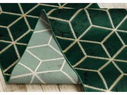 RugsX Gangtapijt-Tapijtloper Emerald Exclusief 1014 Glamour, Stijlvol Kubus Fles Groen 80X550 Cm