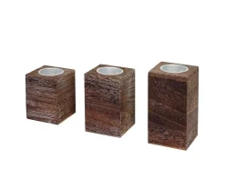 Vente-unique Kandelaar En Kaars-Theelichthouder Mcw-C58 (3 Stuks), Bruin