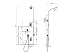 Shower & Design Douchekolom-Thermostatische Douchekolom Met Massagestralen, Ledverlichting En Bluetooth - L20 X H165 Cm - Zilverkleurig - Chakra V