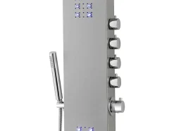 Shower & Design Douchekolom-Thermostatische Douchekolom Met Massagestralen, Ledverlichting En Bluetooth - L20 X H165 Cm - Zilverkleurig - Chakra V