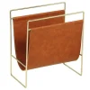 OZAIA Opbergaccessoire-Tijdschrifthouder In Vintage-Stijl Van Kunstleer - L38 X D22 X H41 Cm - Metaal En Bruin Kunstleer - Ferri