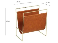 OZAIA Opbergaccessoire-Tijdschrifthouder In Vintage-Stijl Van Kunstleer - L38 X D22 X H41 Cm - Metaal En Bruin Kunstleer - Ferri