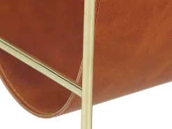 OZAIA Opbergaccessoire-Tijdschrifthouder In Vintage-Stijl Van Kunstleer - L38 X D22 X H41 Cm - Metaal En Bruin Kunstleer - Ferri