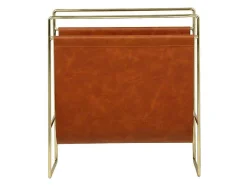 OZAIA Opbergaccessoire-Tijdschrifthouder In Vintage-Stijl Van Kunstleer - L38 X D22 X H41 Cm - Metaal En Bruin Kunstleer - Ferri