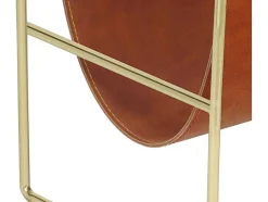 OZAIA Opbergaccessoire-Tijdschrifthouder In Vintage-Stijl Van Kunstleer - L38 X D22 X H41 Cm - Metaal En Bruin Kunstleer - Ferri