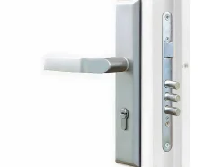 Vente-unique Voordeur-Toegangsdeur Van Geglazuurd En Roestvrij Staal L207 X B100 Cm Antraciet - Linkerdeur - Tifana