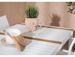 Vente-unique Loungeset-Togo Tuinmeubelset Tafel 90X150Cm Wit, 4 Stoelen Santorini Wit.